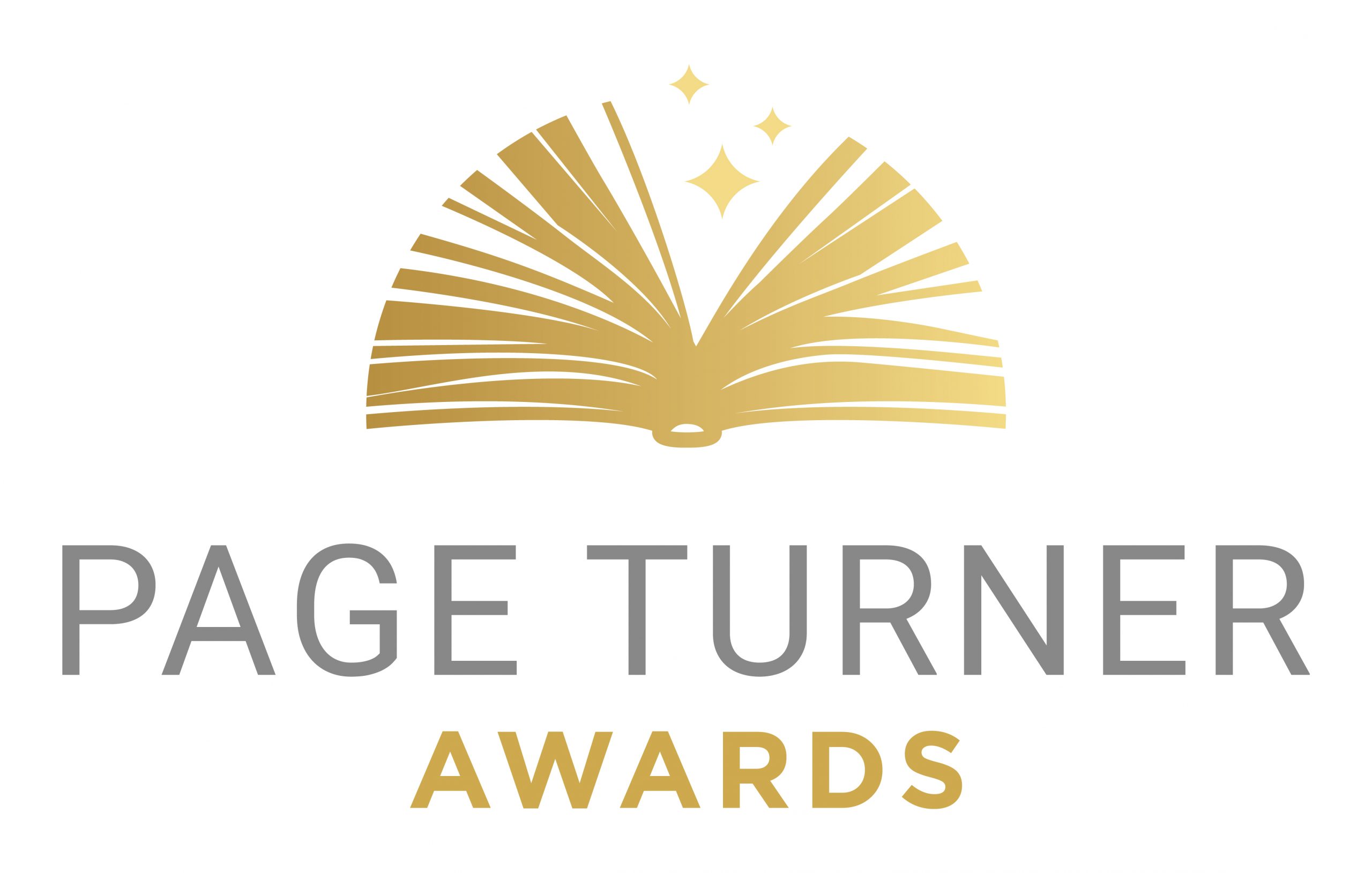 Page Turner Awards Logo Portrait Gold and Stars